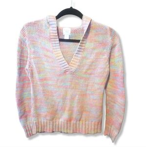 Garnet Hill Y2K pink rainbow fairy cotton hoodie sweater cropped thick women XS